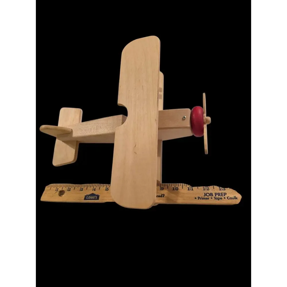Wooden Handmade Biplane Vintage Style Folk Art